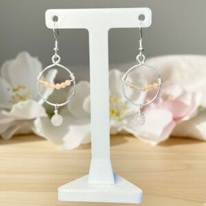 Handmade Peach Moonstone and Rose Quartz Earrings